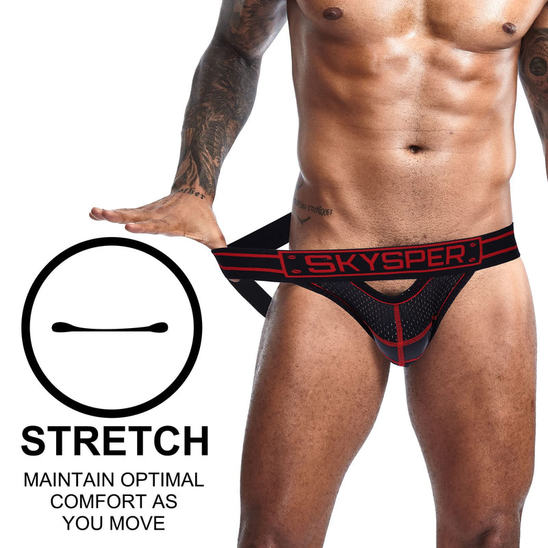 SKYSPER Jockstrap Athletic Supporters for Men Jock Strap Male Underwear Sg30-red Medium - BeesActive Australia