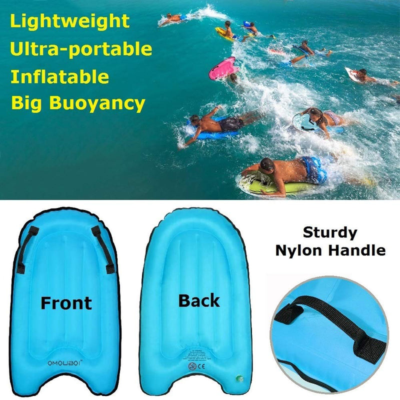 OMOUBOI Inflatable Board for Beach Portable Bodyboard with Handle Lightweight Soft Surfboards Mini Pool Floats Boards Inflatable Body Boards for Slip and Slide, Surfing, Swimming, Water Fun - BeesActive Australia