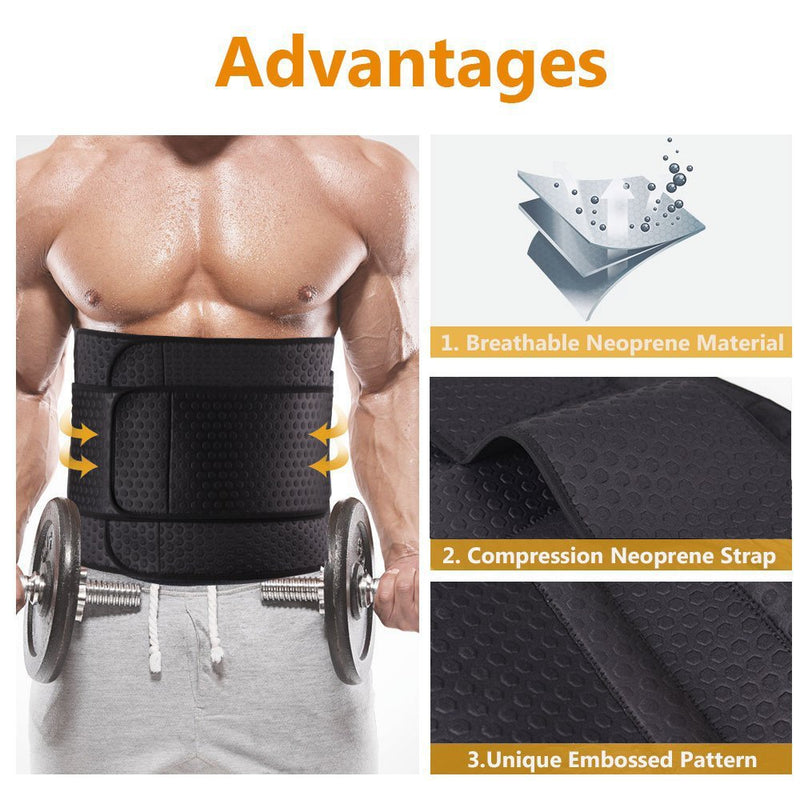 ZOHUMI Wasit Trimmer for Men, Neoprene Ab Belt Widening Waist Trainer with Adjusted Straps for Weight Loss and Back Support L 34-38inch - BeesActive Australia