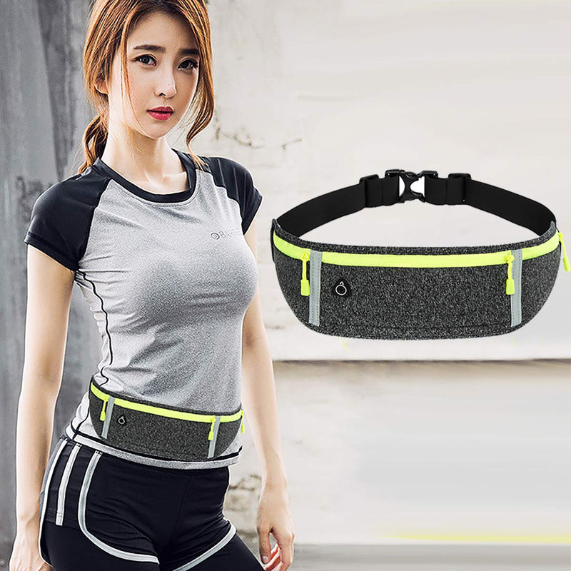 Sports Waist Pack, Ultra Slim Bounce Pouch Fitness Workout Belt Exercise Bag for Hiking Cycling Climbing, Support Up to 6.9" Smartphone Running Gym Marathon Cycling (Grey) Grey - BeesActive Australia