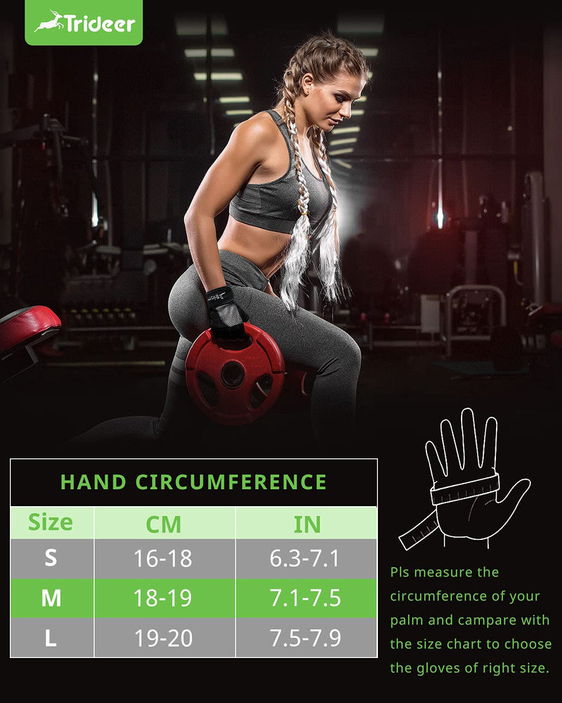 Trideer Workout Gloves for Women, Lightweight & Breathable Fingerless Weight Lifting Gloves Female, Padded Gym Gloves with Wrist Wrap, Exercise Accessories for Weight Training Black Small (6.3-7.1 in) - BeesActive Australia
