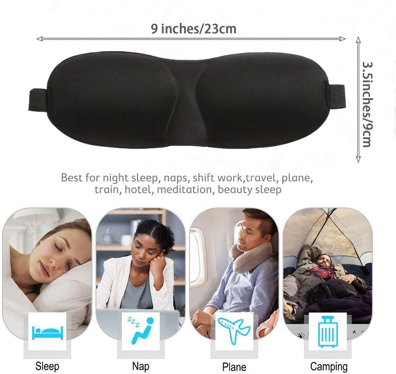 Soohu Sleep Mask 3 Pack,Eye-Shade 3D Contoured 100% Blackout Eye Mask for Sleeping,Comfortable concave Sleep mask Does not Compress The Eyes for Men and Women,Traveling, Night Shift, Meditation - BeesActive Australia