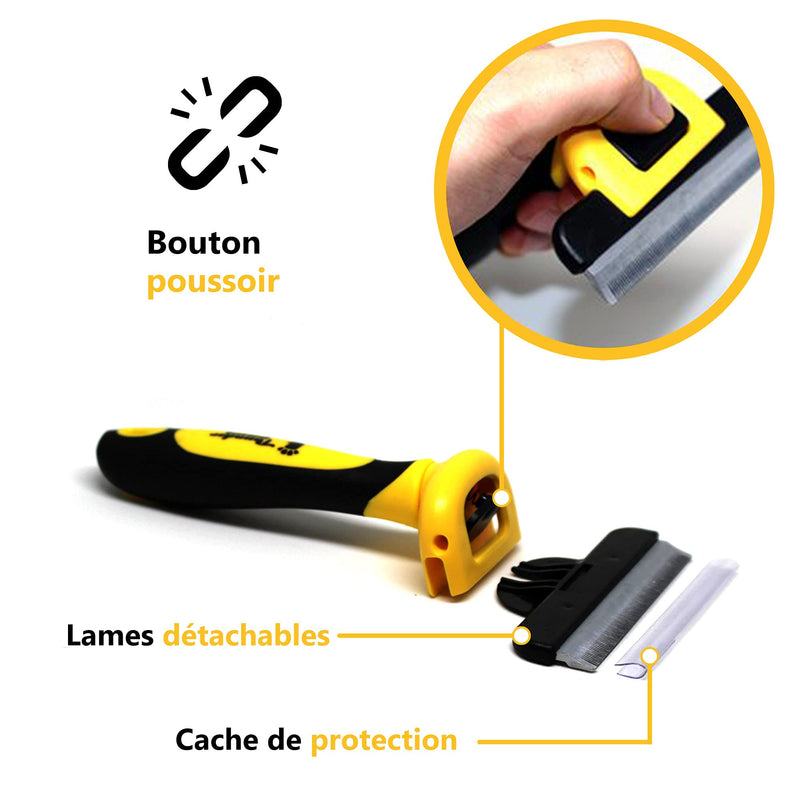 Thunderpaws Best Professional De-Shedding Tool and Pet Grooming Brush, D-Shedz for Breeds of Dogs, Cats with Short or Long Hair, Small, Medium and Large Yellow - BeesActive Australia