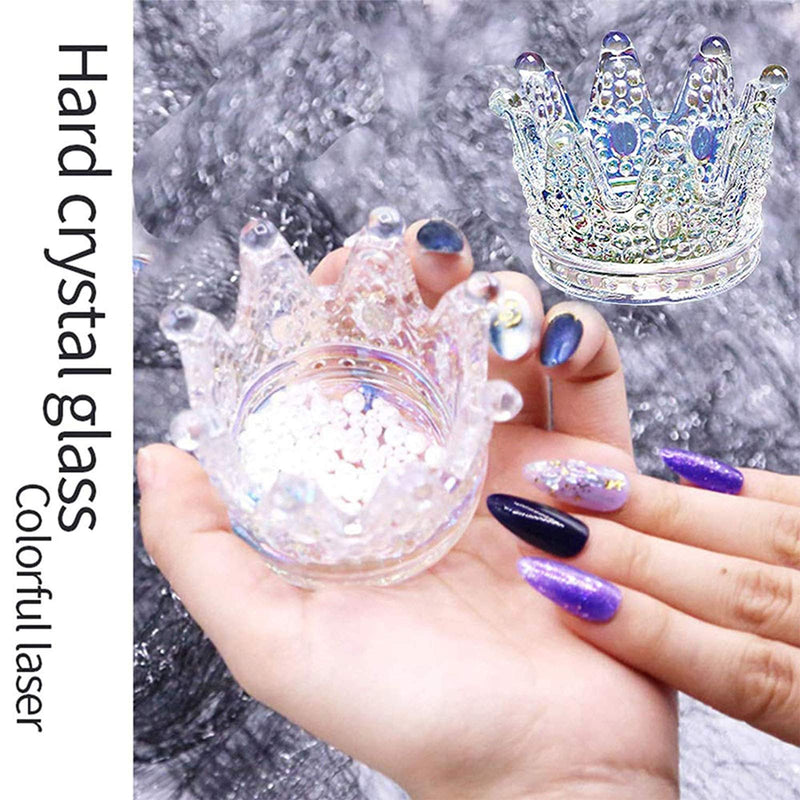 2PCS Nail Art Dappen Dish 2 in 1 Glass Dish for Nail Acrylic Liquid Powder–Nail Crystal Bowl/Glass Nails Cup/Nails Pen Holder, Crown Nails Glass Dish, Colorful Laser - BeesActive Australia
