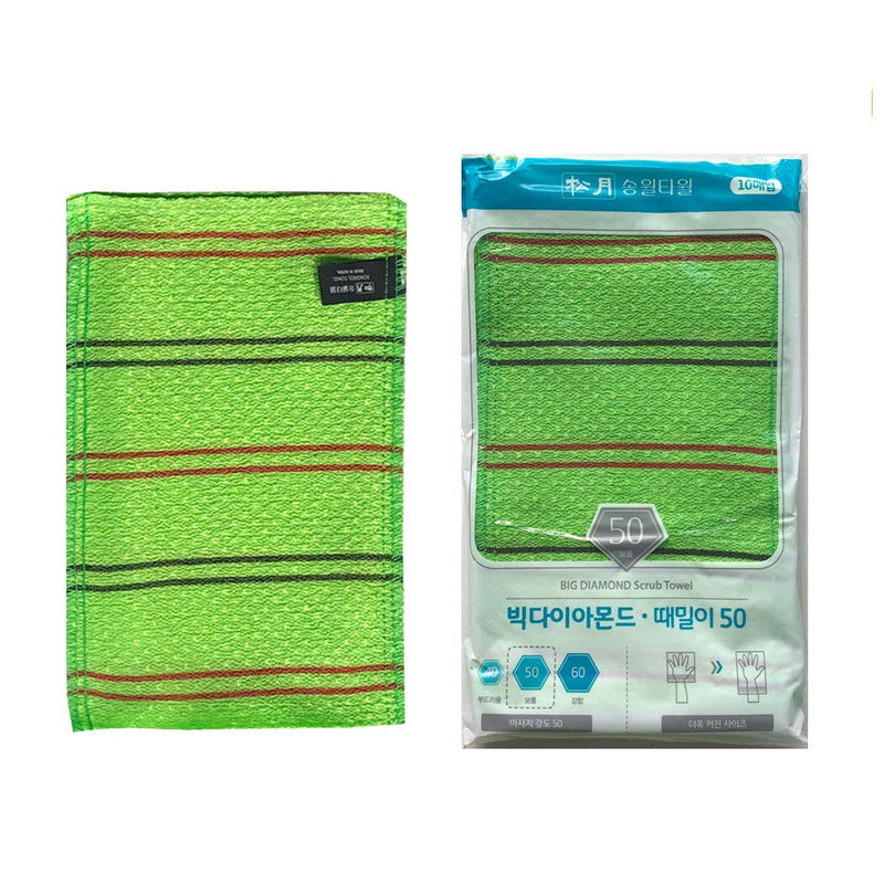 Songwol Korean Exfoliating Mitt Body Scrub Washcloth Green Large 10 Pcs - BeesActive Australia