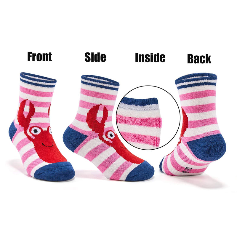 Boys Girls Christmas Socks Kids Warm Socks Winter Thermal Cotton Crew Socks 10-13 Years Lobster 6 Pairs - BeesActive Australia