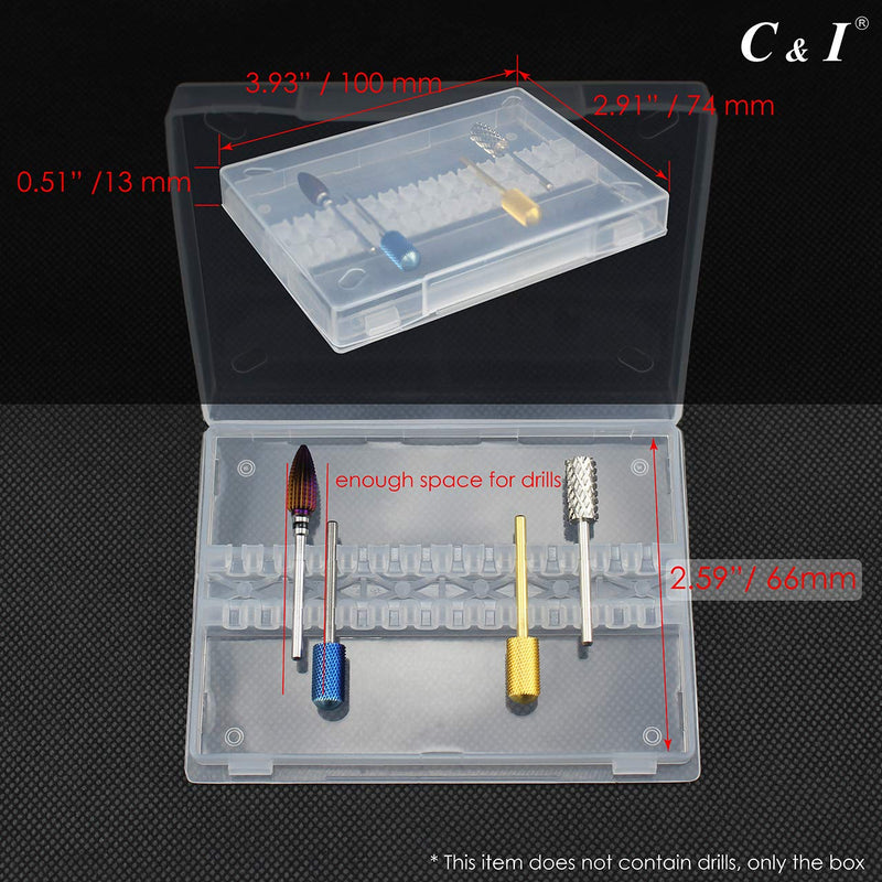 C & I Nail Drill Bit Holder, Max 14 Nail Drills Hold, Dustproof, Clear, Portable Mini Box, Easy to Carry-on, E-File Box (Drill Bits Not Include) - BeesActive Australia