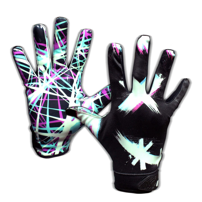 Taqcha - Cross Eyes Football Gloves - Tacky Grip Skin Tight Adult Football Gloves - Enhanced Performance Football Gloves Men - Pro Elite Super Sticky Receiver Football Gloves - Adult Sizes Large - BeesActive Australia