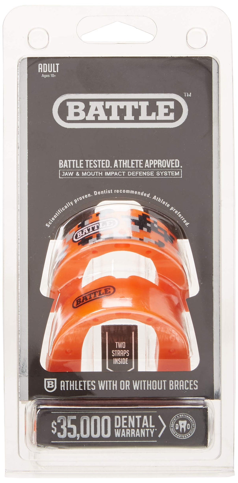 [AUSTRALIA] - Battle 2-Color Mouthguard (2-Pack), Orange, Adult 