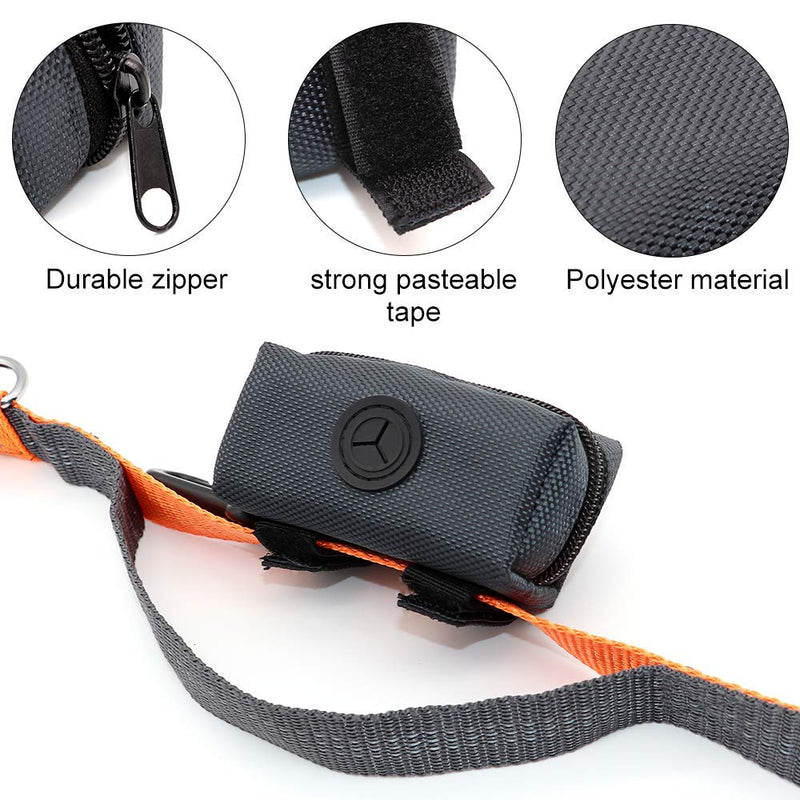 SLSON Pet Waste Bag Dispenser Zippered Pouch,Portable Dog Poop Bag Holder Leash Attachment Lightweight Fabric Bags Dark Grey - BeesActive Australia