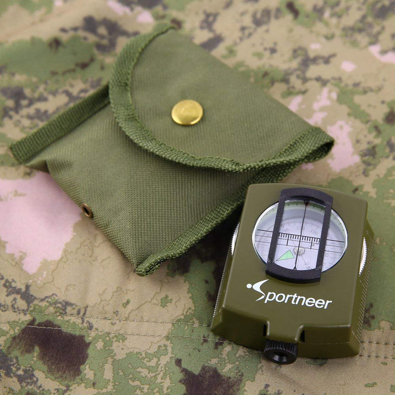 Sportneer Military Lensatic Sighting Compass, Compass Survival Tactical Compass Backpacking Compass Compact Handheld Compass with Carry Bag, Waterproof Boy Scout Compass for Hiking Camping Hunting Outdoor Army Green - BeesActive Australia