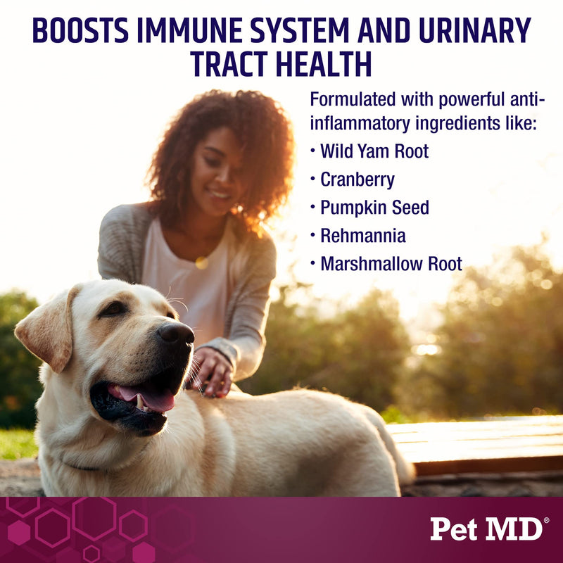 Pet MD Bladder Support Plus Cranberry for Dogs - Support Bladder Control & Urinary Tract Health - Help Relieve Dog UTI & Incontinence - Wild Yam Root & Cranberry Bladder Bites for Dogs - 60 ct - BeesActive Australia