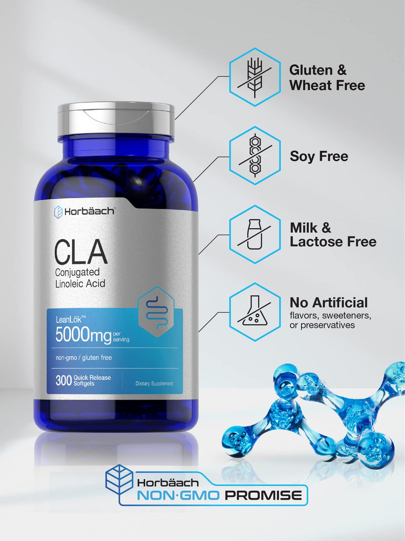 CLA Supplement | 300 Softgel Pills | Maximum Potency | Conjugated Lineolic Acid from Safflower Oil | Non-GMO, Gluten Free | by Horbaach - BeesActive Australia