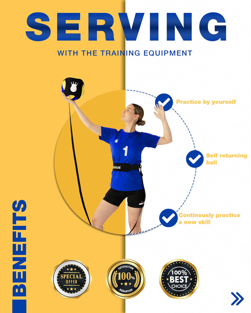Regius Volleyball Training Equipment 3.0 - Premium Solo Trainer, Perfect for Beginners Practicing Serving, Setting and Spiking, Great Gift Idea … Bundle - BeesActive Australia