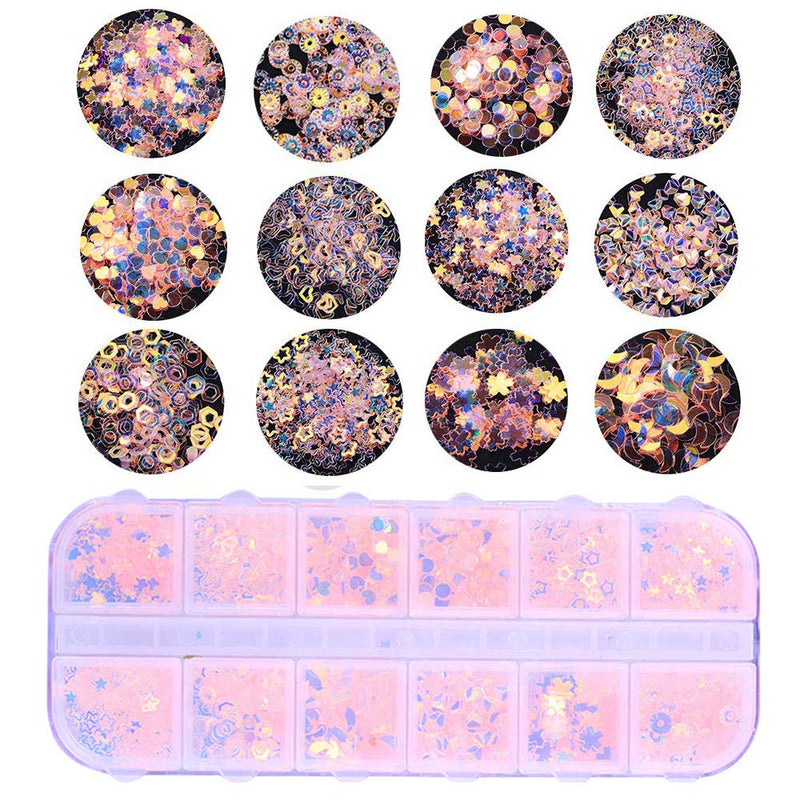 GOTONE 4 Boxes Nail Sequins, Ultra-Thin Iridescent Mermaid Flakes Star Paillette 3D Nail Art Manicure Make Up DIY Decoration for Face Body Cellphone Case Style1 - BeesActive Australia