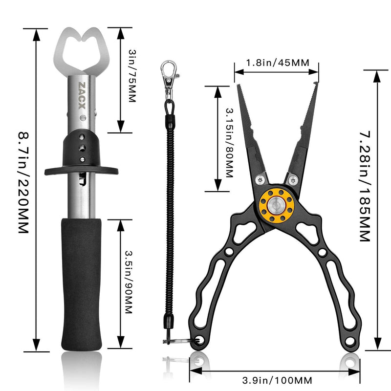 ZACX Fishing Pliers, Fish Lip Gripper Upgraded Muti-Function Fishing Pliers Hook Remover Split Ring,Fly Fishing Tools Set,Ice Fishing,Fishing Gear,Fishing Gifts for Men (Package B) - BeesActive Australia