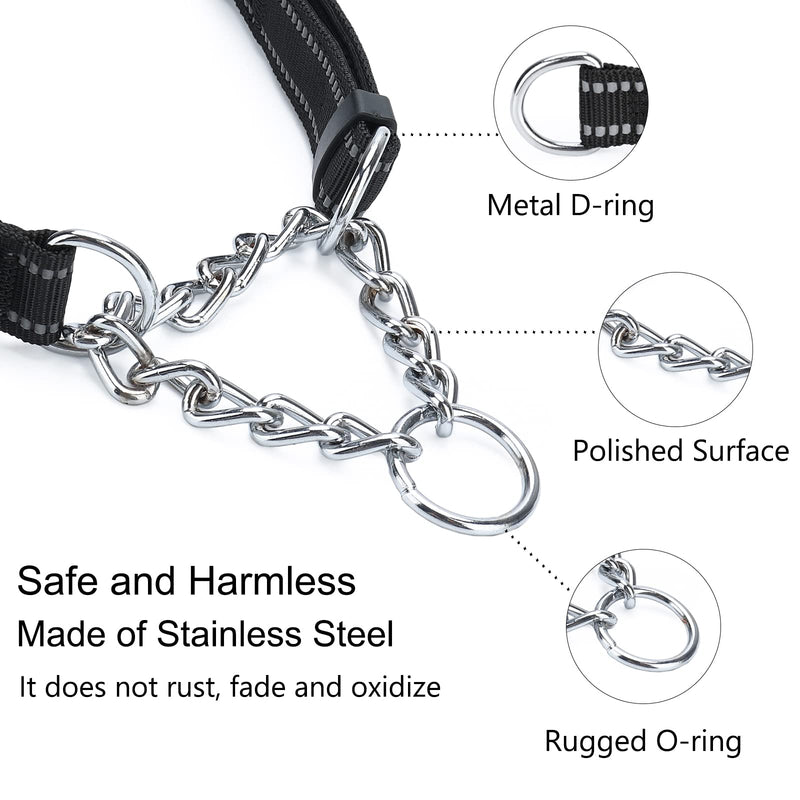 JIPIMON Dog Collar Martingale with Alloy Buckle Reflective Stainless Steel Chain Safety Adjustable Dog Training Collar for Small Medium Large Dogs… Red - BeesActive Australia