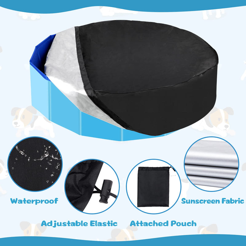 Rypet Dog Pool Cover Foldable Round Pool Pet Collapsible Swimming Pool Cover Kiddie Pool Cover Portable Pool Accessories for Dog Kiddie Pool Bathing Tub XX-Large - 63"*12" - BeesActive Australia