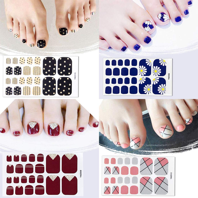 DANNEASY 20 Sheets Adhesive Toe Nail Polish Wraps Strips Decals Glitter Nail Art Stickers Designer Manicure Kit 1Pc Nail File + Wood Cuticle Stick kit 1 - BeesActive Australia