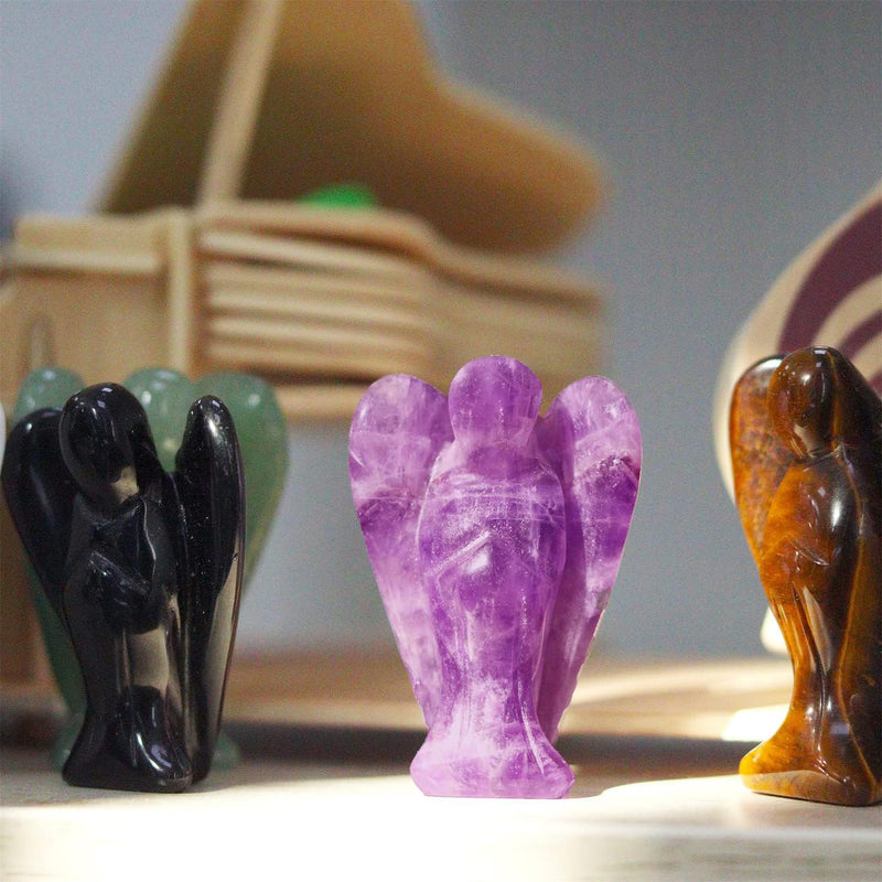 XIANNVXI 2" Crystal Angel Amethyst Healing Crystals Guardian Angel Natural Hand-carved Gemstones Stones Reiki Protection Crystal Gifts I - 2" Amethyst - BeesActive Australia
