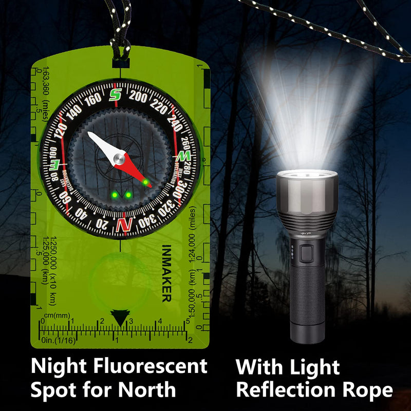 INMAKER Compass, Compass Hiking with Survival Whistle, Luminous Compass Gift for Kids, Apply to Outdoor Survival, Camping and Navigation… - BeesActive Australia
