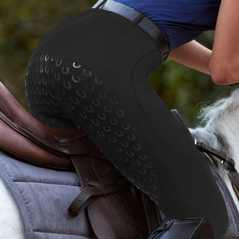 FitsT4 Women's Full Seat Riding Tights Active Silicon Grip Horse Riding Tights Equestrian Breeches Black X-Large - BeesActive Australia