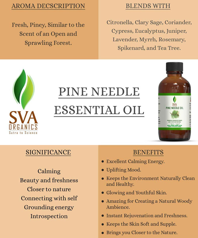 SVA ORGANICS Pine Needle Essential Oil Large Size 4 OZ (118 ML) Therapeutic Grade, 100% Pure Premium Grade Oil for Skin and Hair Care - BeesActive Australia