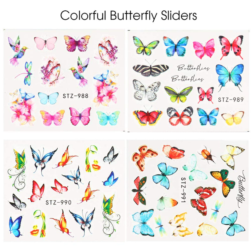 Butterfly Nail Art Stickers Decal Nails Accessories 18 Sheets Flowers Butterfly Nail Decals Water Transfer Nail Stickers for Women Girls Manicure Transfer Acrylic Tips Nail Art Supplies - BeesActive Australia