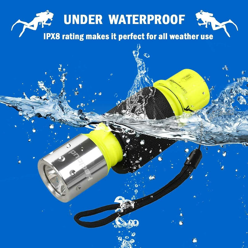 HECLOUD Diving Flashlight with Rechergeable Power Scuba Dive Light Torch IPX8 Waterproof Snorkeling Diving LED Underwater Lights,High Lumens,3 Modes with Charger for Underwater Sports(2Pack) - BeesActive Australia