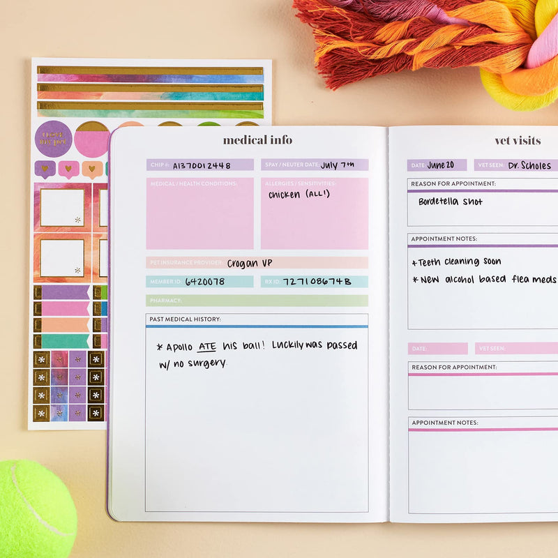 Pet Care Petite Planner. Featuring All About my Pet Section, Important Dates, Medical Info, Vet Visits, Vaccination and Medication Logs, Stickers and More! Portable Petite Planner by Erin Condren - BeesActive Australia