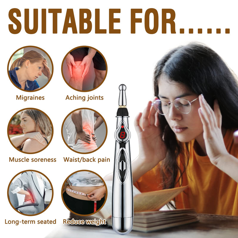 Acupuncture Super Set:5-Head Electronic Acupuncture Pen +Gua Sha Tool +600 Ear Seeds +Retractable Acupuncture Pen+4 x Extra Massaging Gel+Tweezers+Chart+Batteries (Acupuncture Set) Acupuncture Set(with Chart) - BeesActive Australia