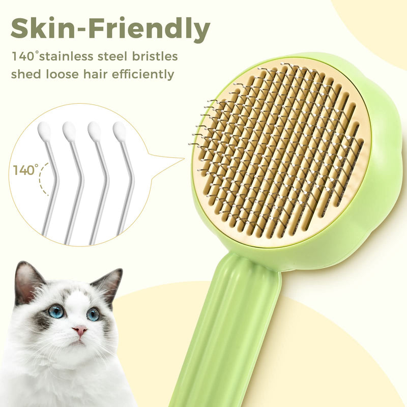 OurMiao Sunflower Cat Dog Brush for Shedding, Dog Hair Brush, Pet Grooming Brush for Short Long Haired Dogs Cats Rabbits (Green) Green - BeesActive Australia