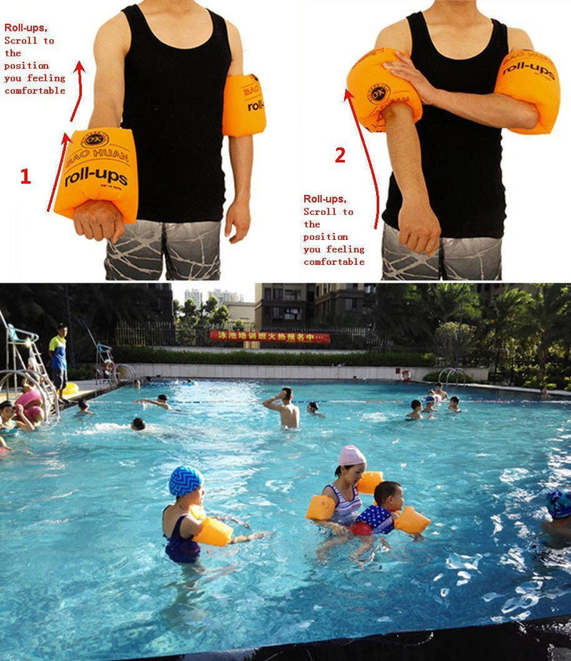 ZWZCYZ Floaties 1 Pair/2pcs Inflatable Swim Arm Bands Floatation Sleeves Swimming Rings Floats Tube Armlets for Kids and Adult (Orange) - BeesActive Australia