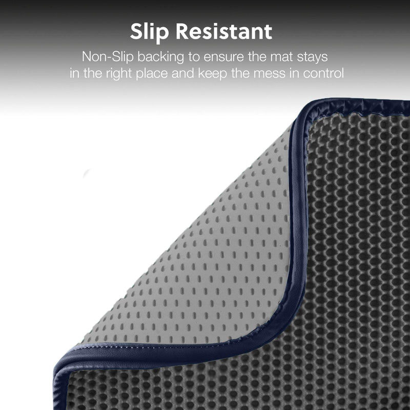 WePet Cat Litter Mat, Kitty Litter Trapping Mat, Honeycomb Double Layer Mats, No Phthalate, Urine Waterproof, Easy Clean, Scatter Control, Catcher Litter Tray Box Rug Carpet L 30 x 25" #02 Grey - BeesActive Australia