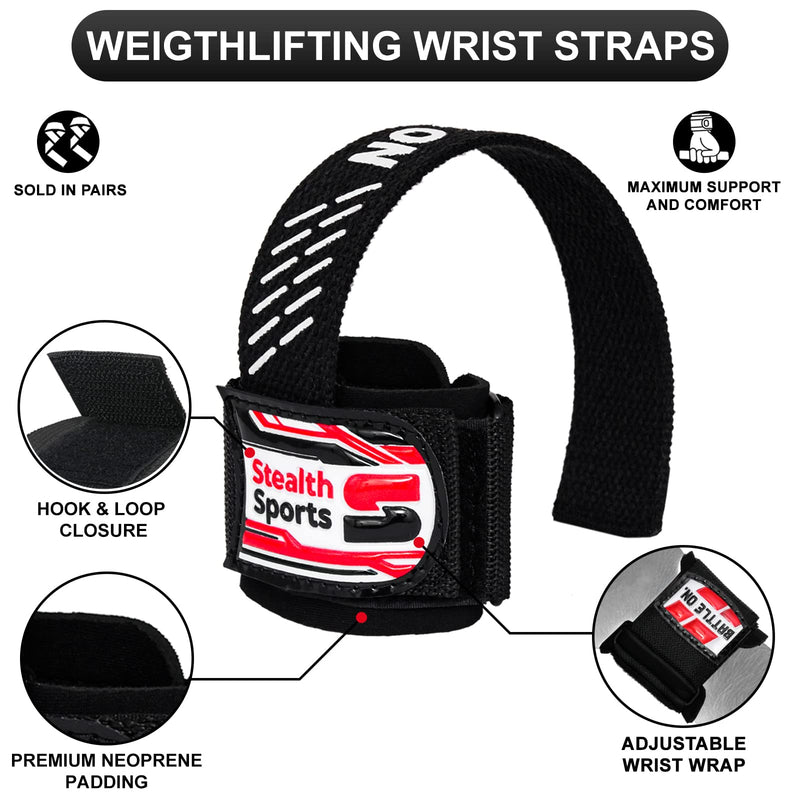 Stealth Sports Weight Lifting Straps – Wrist Wraps Straps for Weightlifting, Fitness, Powerlifting, Bodybuilding – Anti-Slip Deadlift Straps – Heavy-Duty Wrist Wraps with Neoprene Padding - BeesActive Australia