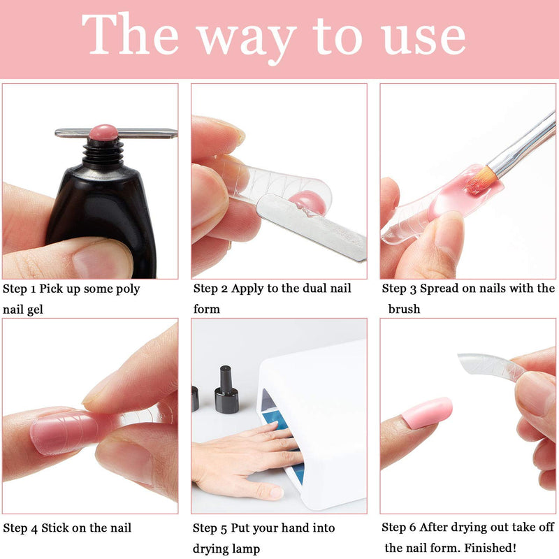4 Pieces Dual-Ended Poly Nail Gel Brush and Picker 2 In 1 Design Nail Brush Gel Nail Tool for Poly UV Gel Acrylic Nails Extension - BeesActive Australia