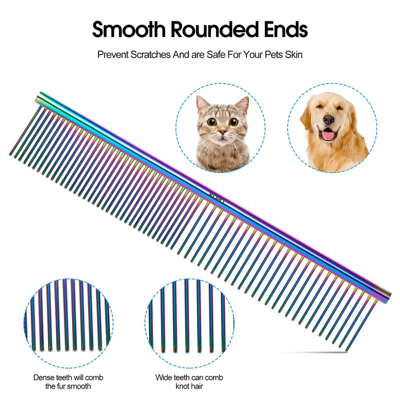ROPO 2PC Dog Grooming Brush, Pet Shampoo Bath Brush&Pet steel comb, pet dog cat grooming comb - BeesActive Australia