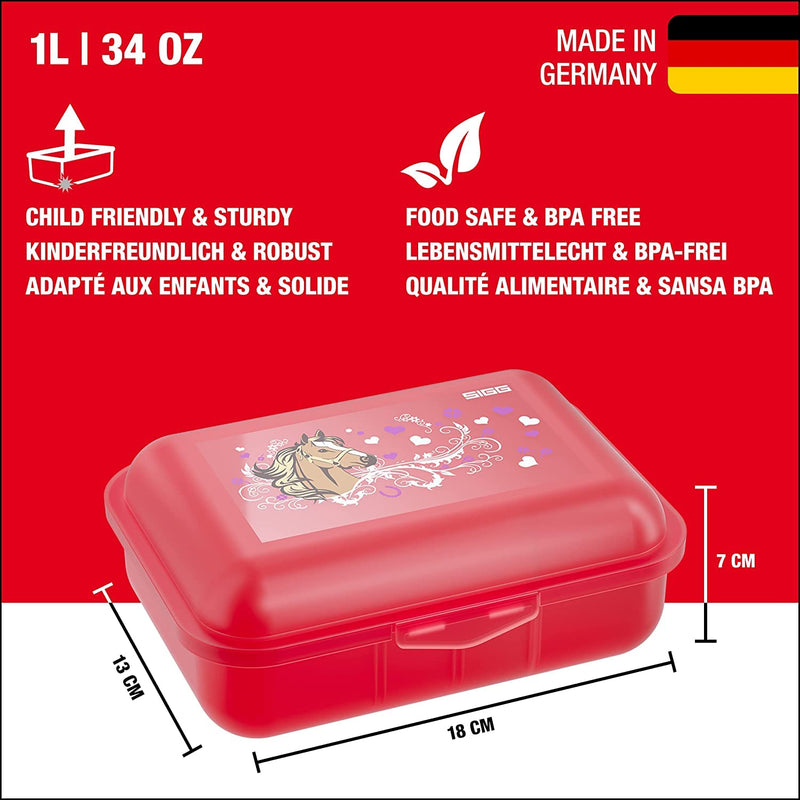 SIGG VIVA Lunchbox Horses (34 oz), BPA free kids lunchbox for school, lunchbox with flap closure & divider, Made in Germany - BeesActive Australia