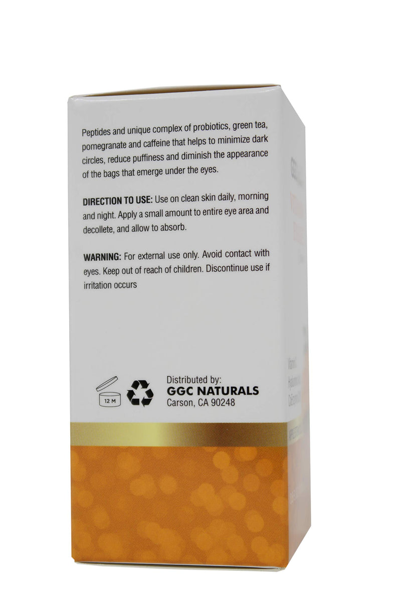 GGC Naturals Vitamin C Eye Gel Cream with Hyaluronic acid and Vitamin E for Appearance of Dark Circles, Puffiness, Wrinkles and Bags. - for Under and Around Eyes, anti-aging effect 0.5 fl oz - BeesActive Australia