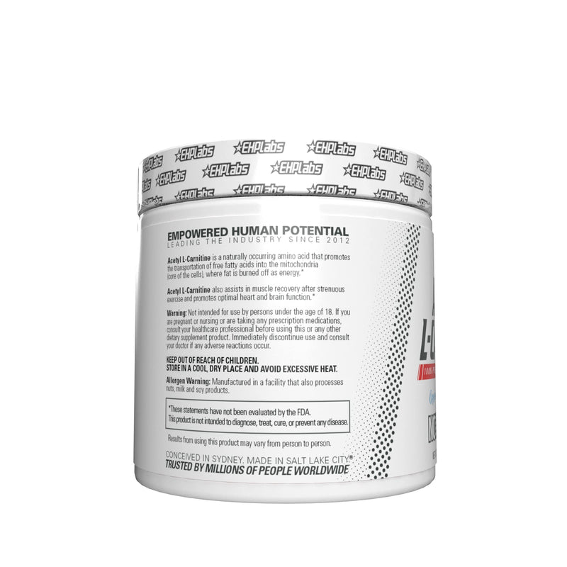 EHPlabs Acetyl L Carnitine Powder, Supports Natural Energy Production, Supports Metabolism, Assists in Healthy Brain Function, Supports Heart Health, Vegan, Gluten Free, Non GMO, 100 Serving, 500g - BeesActive Australia