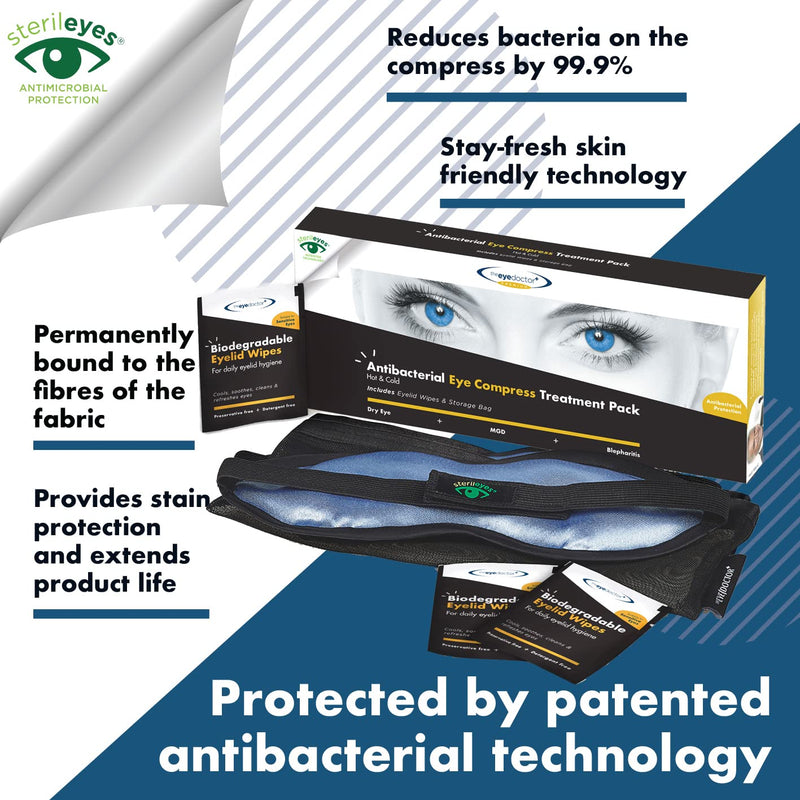 The Eye Doctor Premium Treatment Bundle - Reusable Hot Cold Eye Compress & 20x Single Use Biodegradable Eyelid Wipes for Dry Eye, Blepharitis & MGD - Microwave Safe Mask 20 Count (Pack of 1) - BeesActive Australia