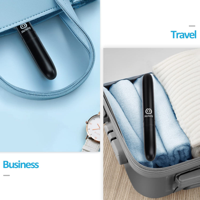 MitButy Travel Electric Toothbrush with 4 Brush Heads, Battery Operated Waterproof Portable Sonic Electric Toothbrush Set - with Snap-on Travel Case Ideal for Travelling/Business/Holiday/Gym/Office Toothbrush (Black) - BeesActive Australia
