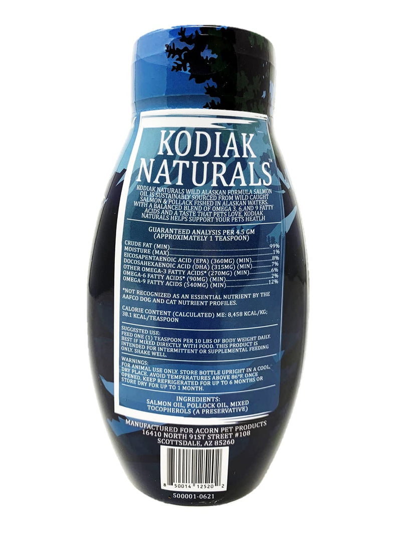 Kodiak Naturals, Wild Alaskan Salmon Oil Formula for Dogs & Cats, a Balanced Blend of Pure Fish Oils with EPA and DHA from Wild-Caught Fish. Support for Skin & Coat, Joints, and Immune Health 18 OZ - BeesActive Australia