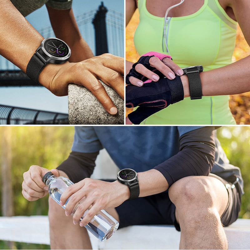 Fintie Elastic Band Compatible with Garmin Vivoactive 3/Garmin Venu Sq, 20mm Soft Nylon Stretchy Band Replacement Strap Compatible with Garmin Vivoactive 3 Music/Forerunner 245 Music/Forerunner 265 Music Smartwatch Black - BeesActive Australia