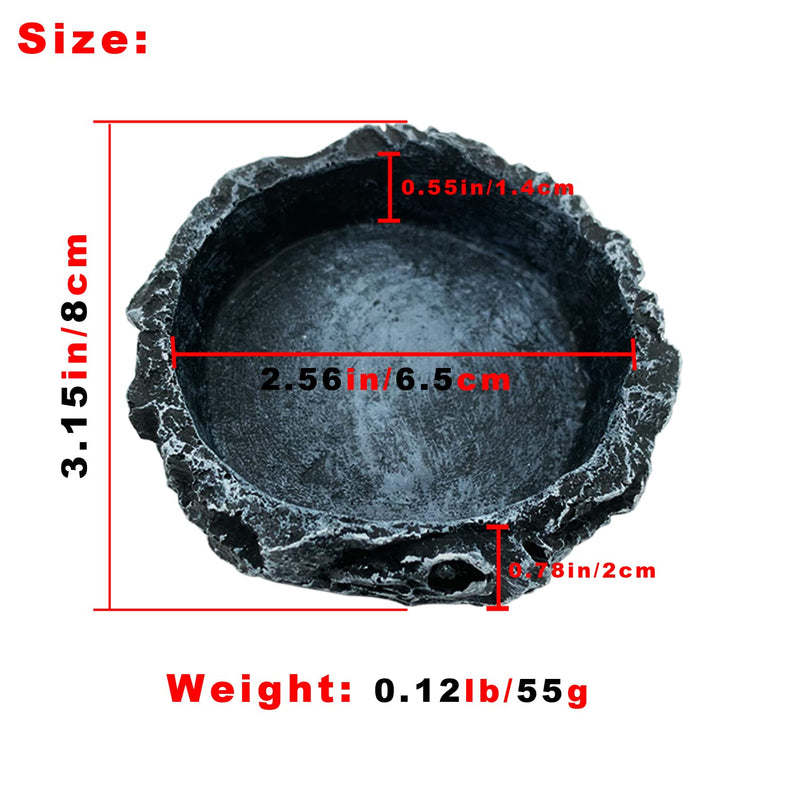 2 Pack Reptile Water Dish Food Bowls, Reptile Feeding Dish Corner Rock Bowls, Amphibian Reptile Feeding Terrarium Bowl for Gecko Lizard Bearded Dragon Frog Tortoise Spider Scorpion Hermit Crab Round Bowl + Corner Bowl - BeesActive Australia