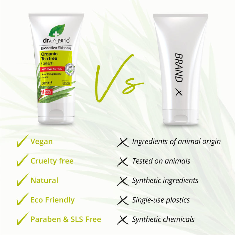 Dr Organic, Organic Tea Tree Purifying Cream , Natural , Vegan , Cruelty Free , Paraben & SLS Free , 50ml - BeesActive Australia