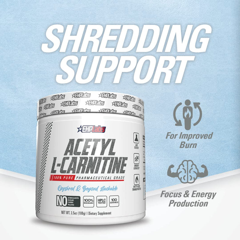 EHPlabs Acetyl L Carnitine Powder, Supports Natural Energy Production, Supports Metabolism, Assists in Healthy Brain Function, Supports Heart Health, Vegan, Gluten Free, Non GMO, 100 Serving, 500g - BeesActive Australia