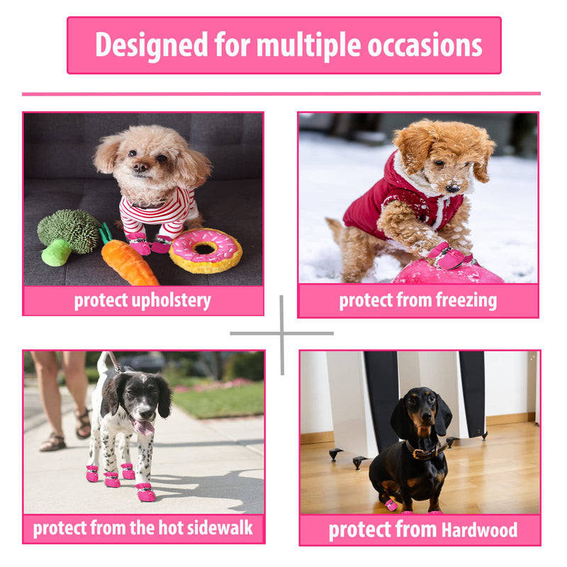 Dog Shoes for Small Medium Dogs and Puppy Paw Protectors Snow Winter Boots Anti-Slip size 4: 1.37"(Width) Pink - BeesActive Australia