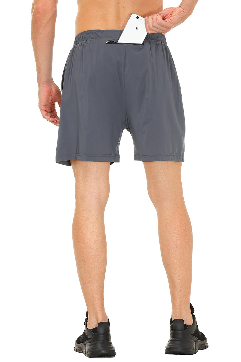 Cakulo Men's 5 Inch Running Tennis Shorts Quick Dry Athletic Workout Active Shorts with Pockets Grey X-Large - BeesActive Australia