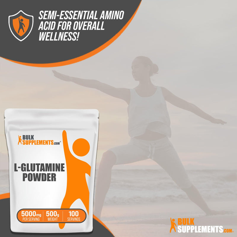BULKSUPPLEMENTS.COM L-Glutamine Powder - Glutamine Supplement, L Glutamine 5000mg, L Glutamine Powder - Gut Health & Recovery, Unflavored & Gluten Free, 5000mg (5g) per Serving, 500g (1.1 lbs) 1.1 Pound (Pack of 1) - BeesActive Australia